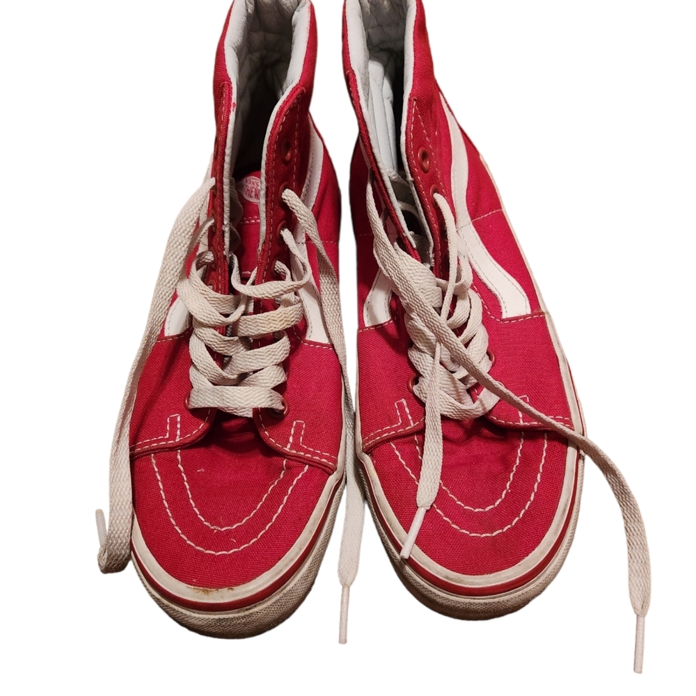 Red/White Hightop Canvas Size 7.5 Van's Off The Wall Shoes